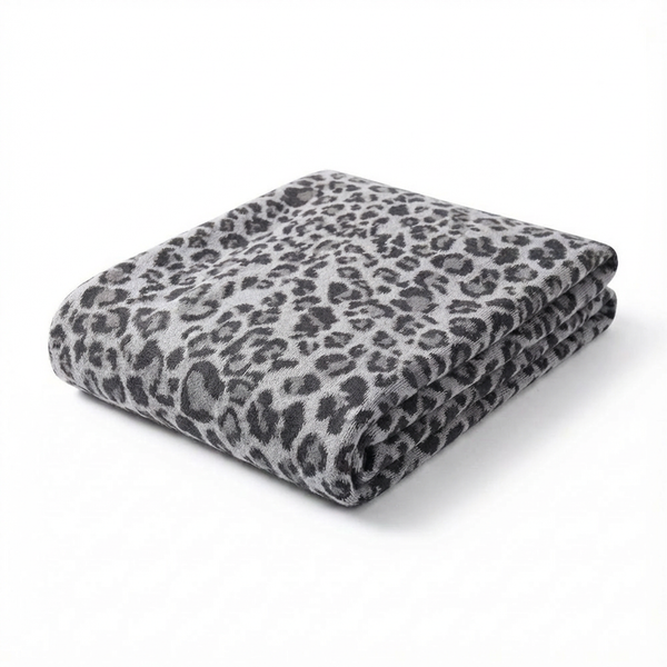 Leopard Throw Blanket - Grey
